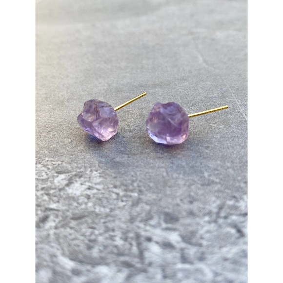 *February* Raw Light Amethyst Earrings - Picture 2 of 5